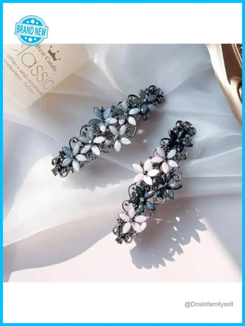Vintage Rhinestone Crystal Hair Clips - Sparkly Flower Barrettes for Women